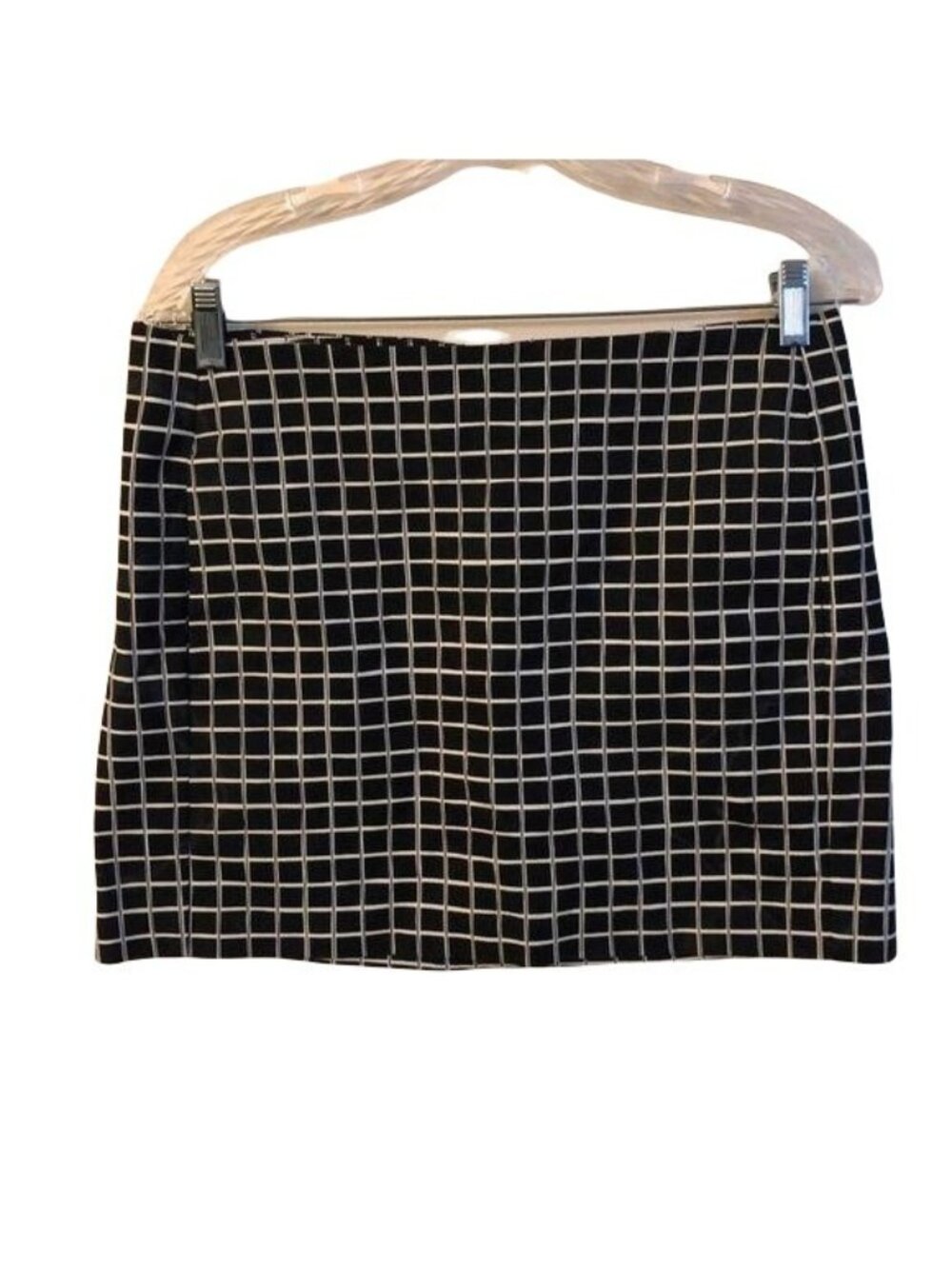 Black & White Grid Pattern Mini Skirt Womens Size 8 By SmartSet Cotton Blend